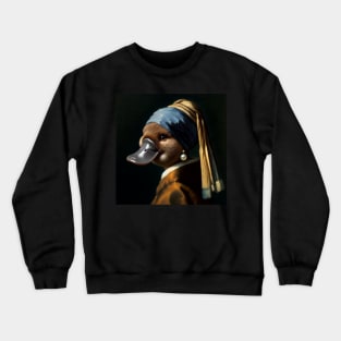 Wildlife Conservation - Pearl Earring Platypus Meme Crewneck Sweatshirt